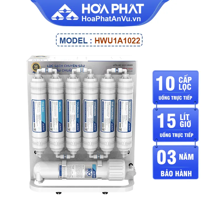 Máy lọc nước Hòa Phát HWU1A1022 - 10 Lõi lọc