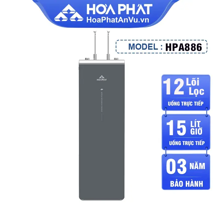 Máy lọc nước Hòa Phát nóng lạnh HPA886 - 12 lõi lọc